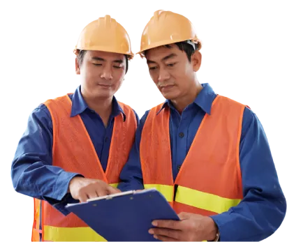 Construction workers in safety workwear