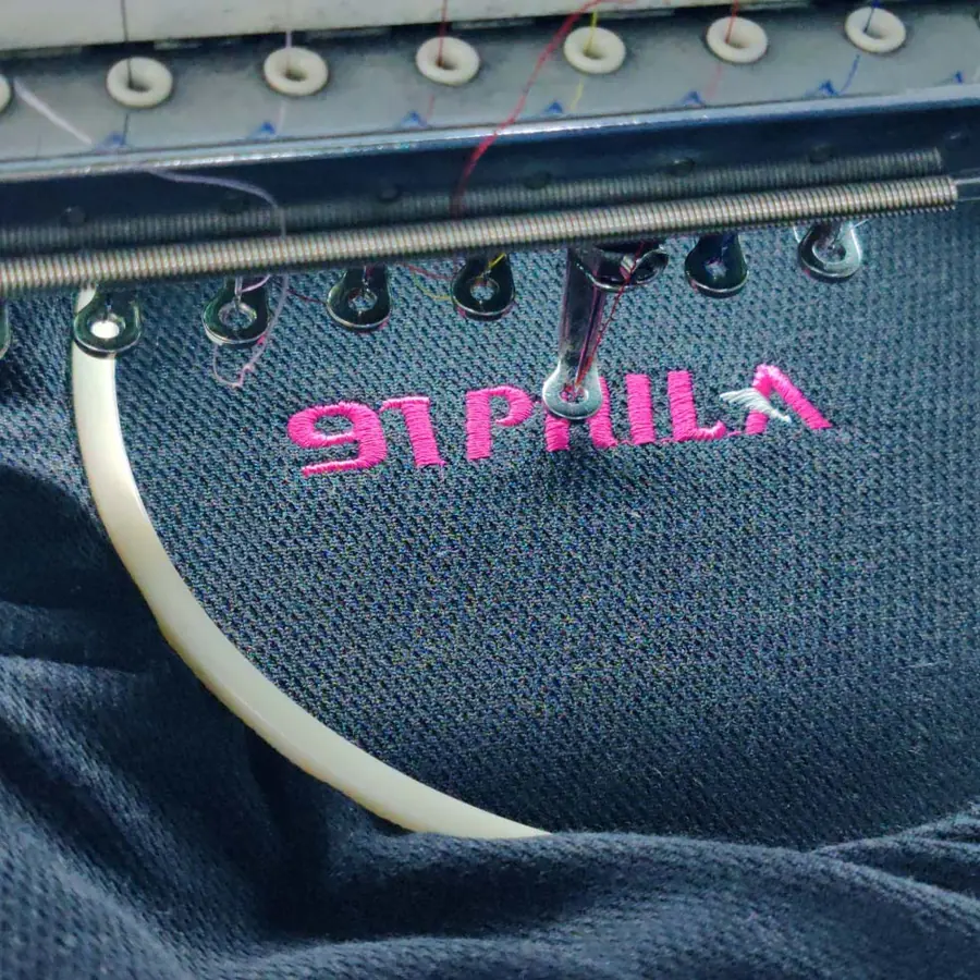 91 PHILA logo embroidered on navy fabric