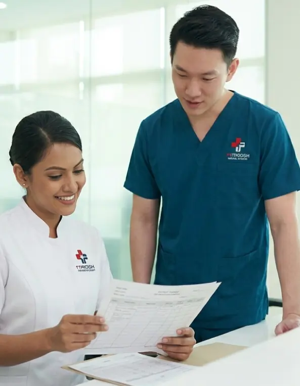 Doctor and nurse in 91 Phila medical uniforms